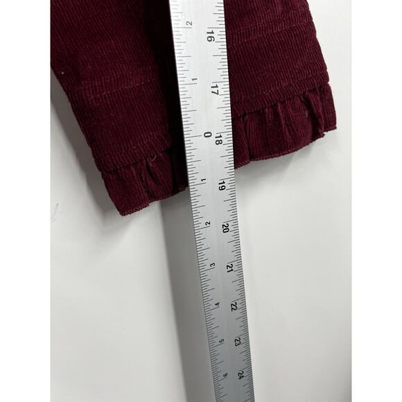 Sandro Womens Ruffle Corduroy Jacket Sz M Red Burgundy Zip Mock Neck Y2K - Picture 9 of 10
